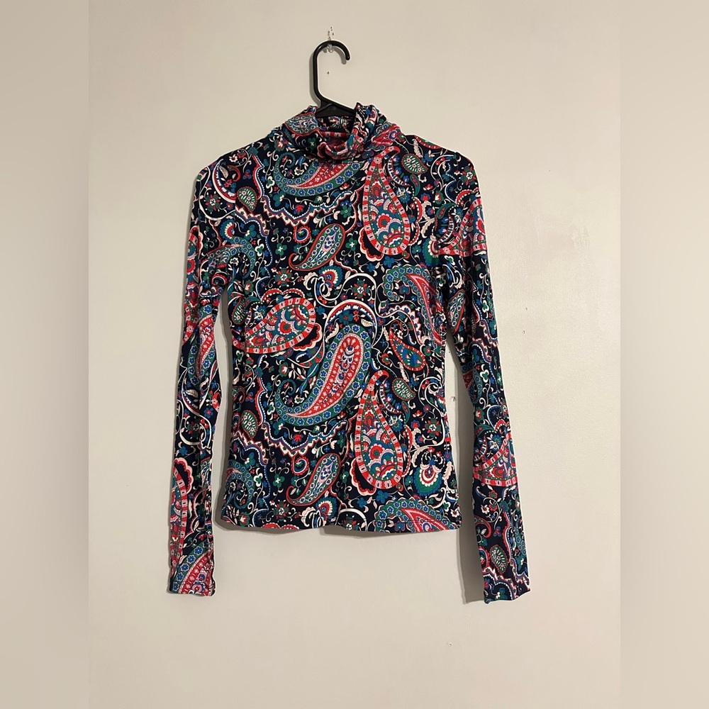 Women’s Paisley Pattern Long Sleeve Turtleneck